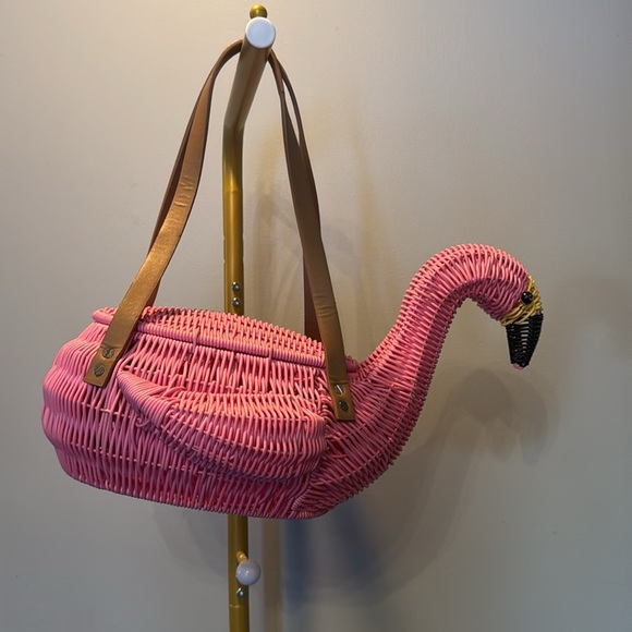 Whimsical pink flamingo bag or basket NWT RARE - Picture 6 of 17